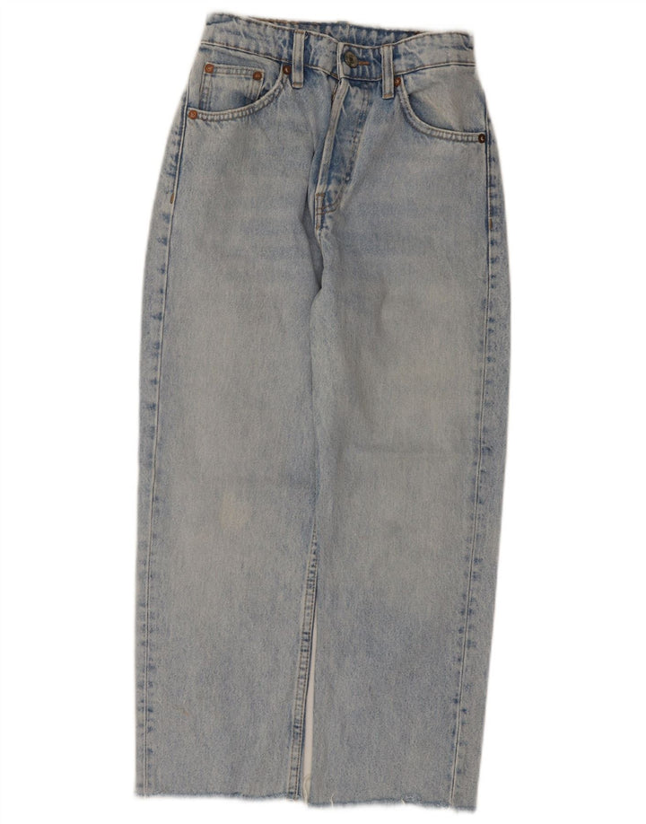 Zara Damen Straight Jeans W24 L24 Blaue Baumwolle