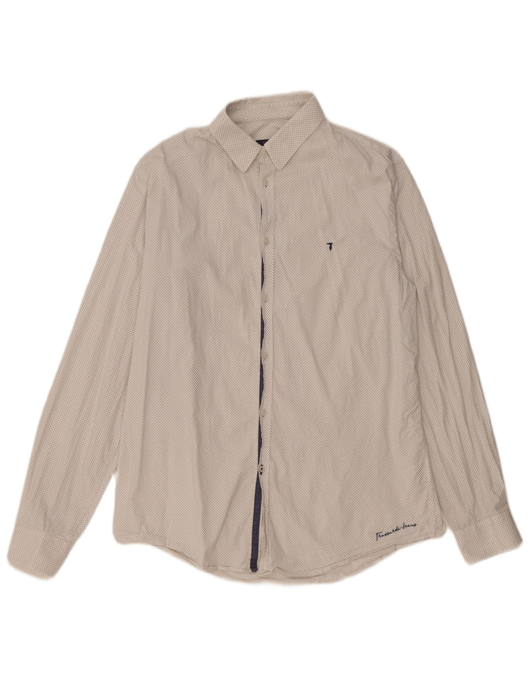 Trussardi Jeans Herren-Hemd mit abstraktem Muster, schmale Passform, mittelweiße Baumwolle