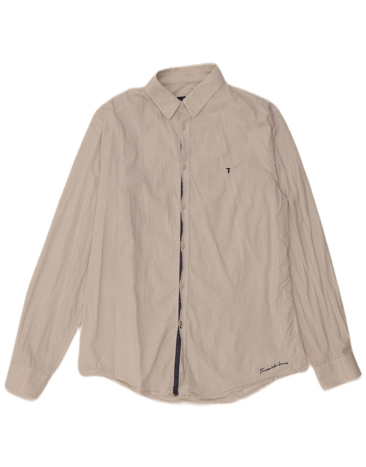 Trussardi Jeans Herren-Hemd mit abstraktem Muster, schmale Passform, mittelweiße Baumwolle