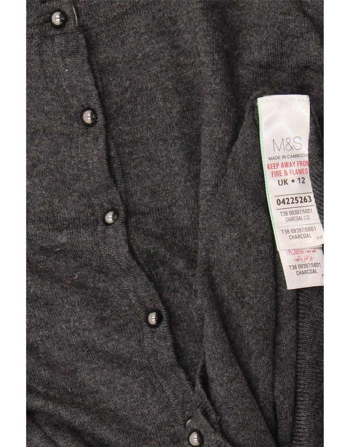 Marks & Spencer Damen Strickjacke Pullover UK 12 Mittelgraue Viskose