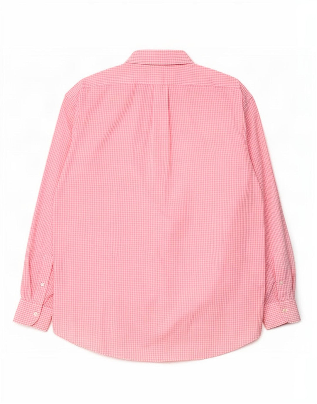 Benetton Herren-Hemd, groß, rosa Gingham-Baumwolle