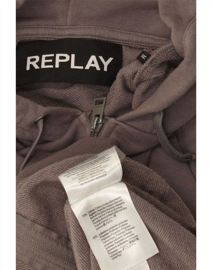 Replay Herren-Kapuzenpullover mit Reißverschluss, mittelgraue Baumwolle