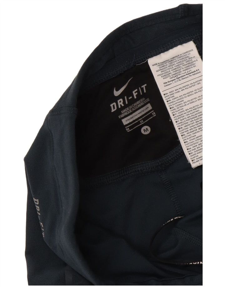Nike Womens Dri Fit Leggings UK 12 Medium Marineblau Geometrisches Polyester