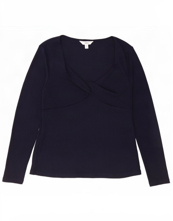 Marks & Spencer Langarm-Blusenoberteil für Damen, Gr. 40, Marineblau