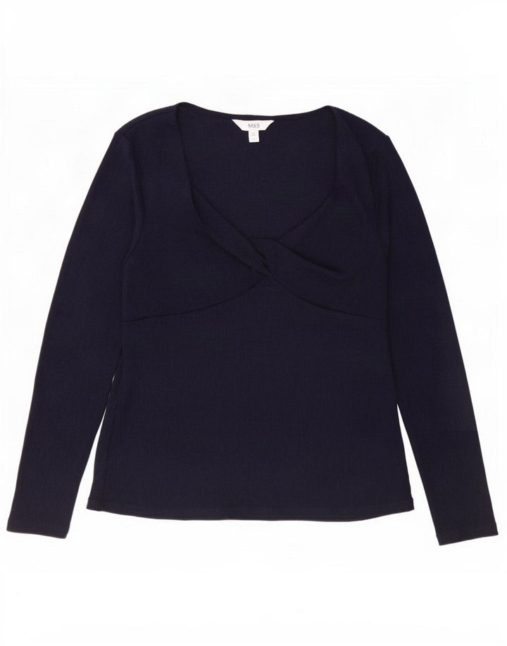 Marks & Spencer Langarm-Blusenoberteil für Damen, Gr. 40, Marineblau