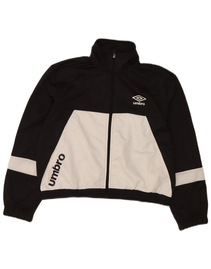 Umbro Damen Crop Graphic Trainingsanzug Top Jacke UK 14 Medium Schwarz