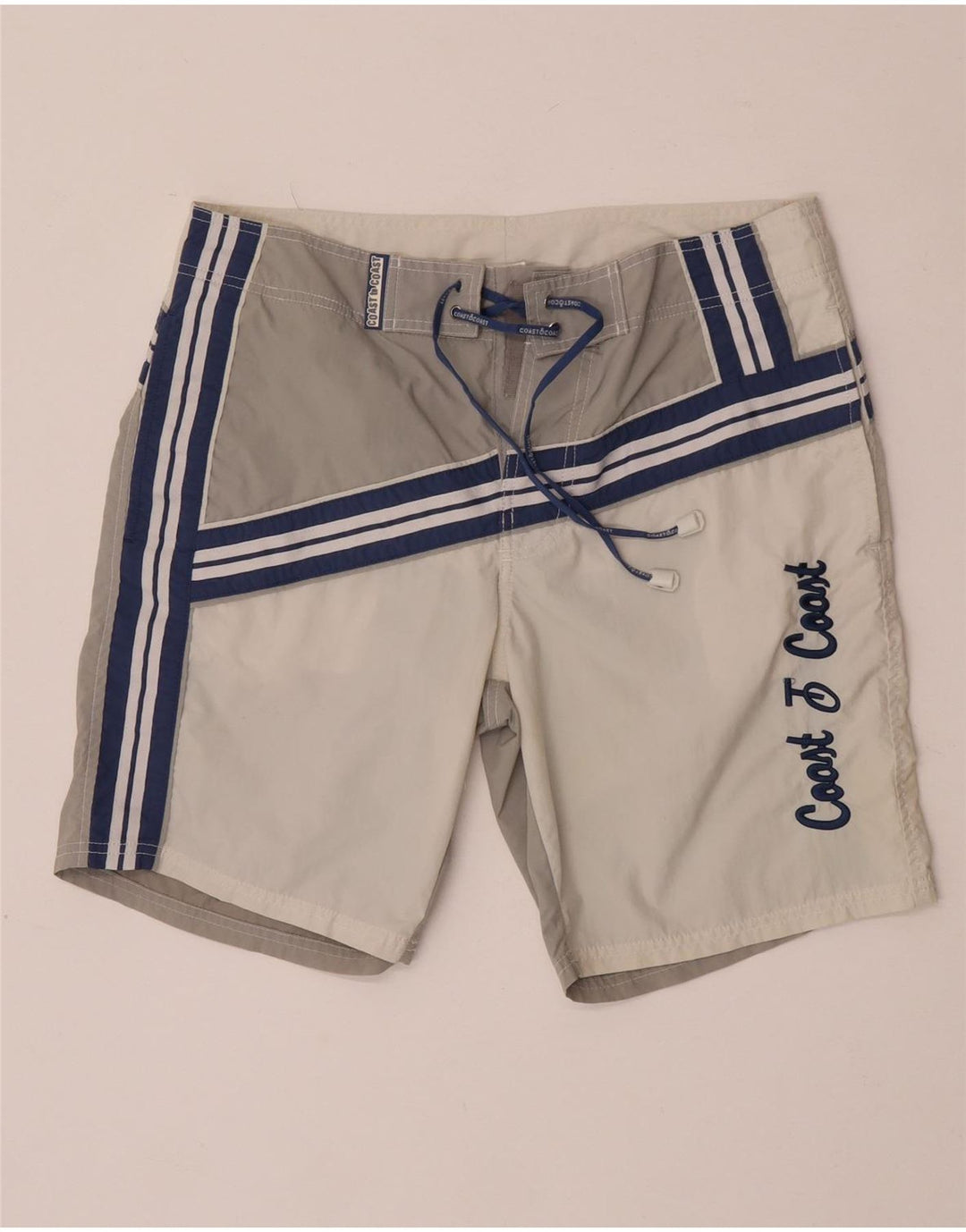 Coast Herren-Badeshorts mit Grafik, mittelgraues Colourblock-Polyamid