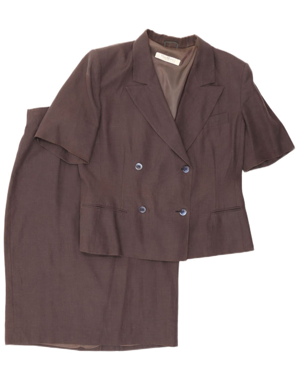 Max Mara Damen Kurzarm-2-teiliges Rock-Set UK 16 Large W32 Braun