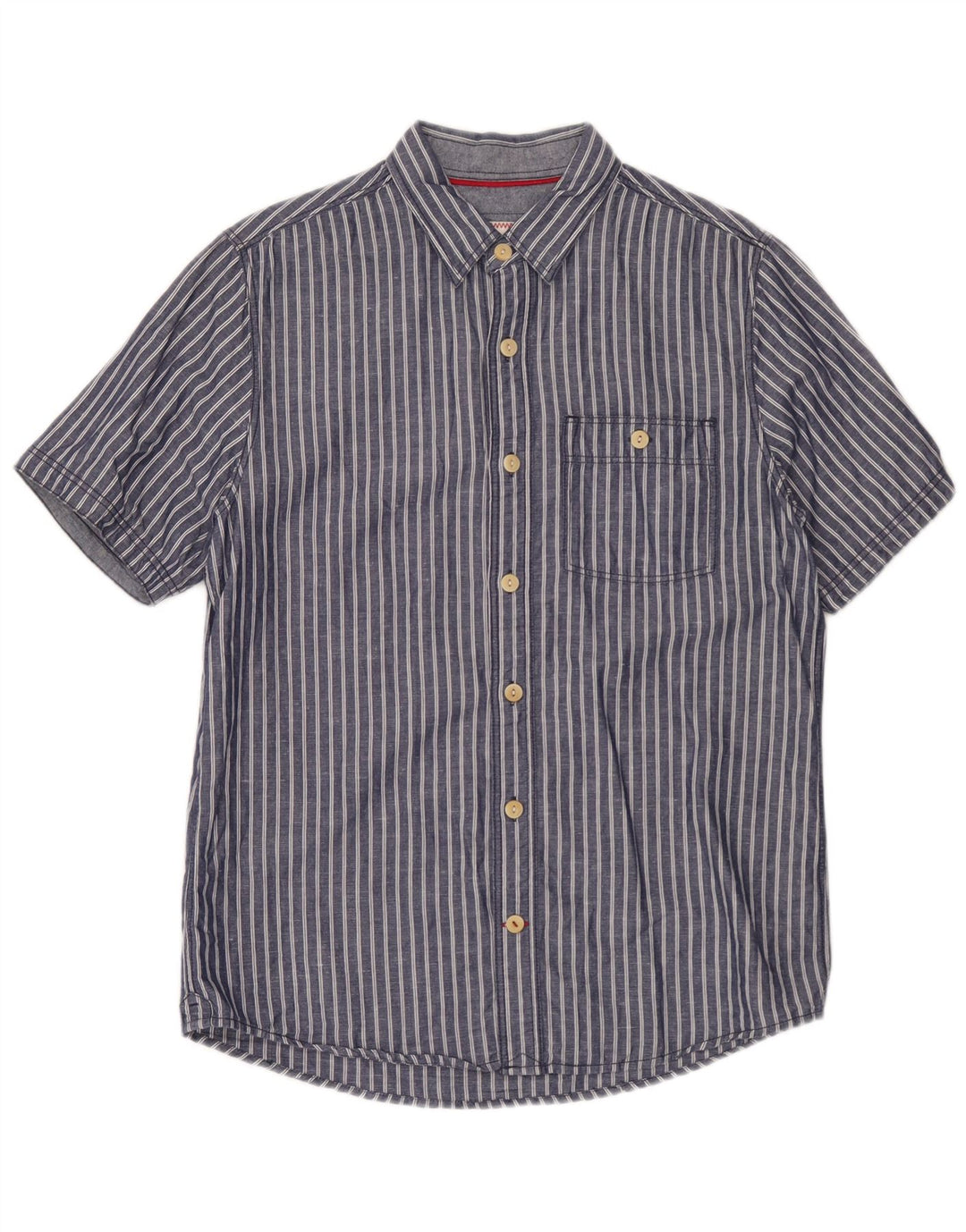 Fat Face Herren-Kurzarmhemd, klein, blau gestreift, Baumwolle