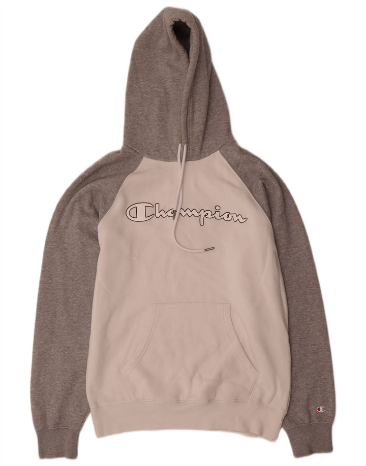 Champion Herren-Kapuzenpullover mit grafischem Print, mittelweiße Colourblock-Baumwolle