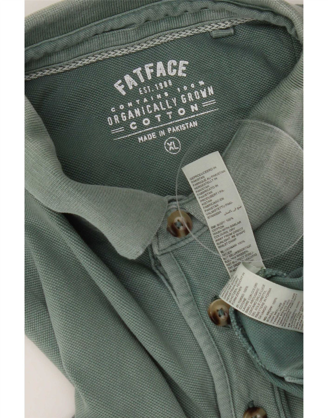 Fat Face Herren-Poloshirt XL, grüne Baumwolle