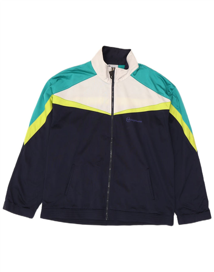 Sergio Tacchini Herren-Trainingsanzug, Oberteil, Jacke, XL, Marineblau, Farbblock
