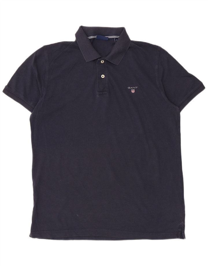 Gant Herren-Poloshirt aus mittelblauer, marineblauer Baumwolle