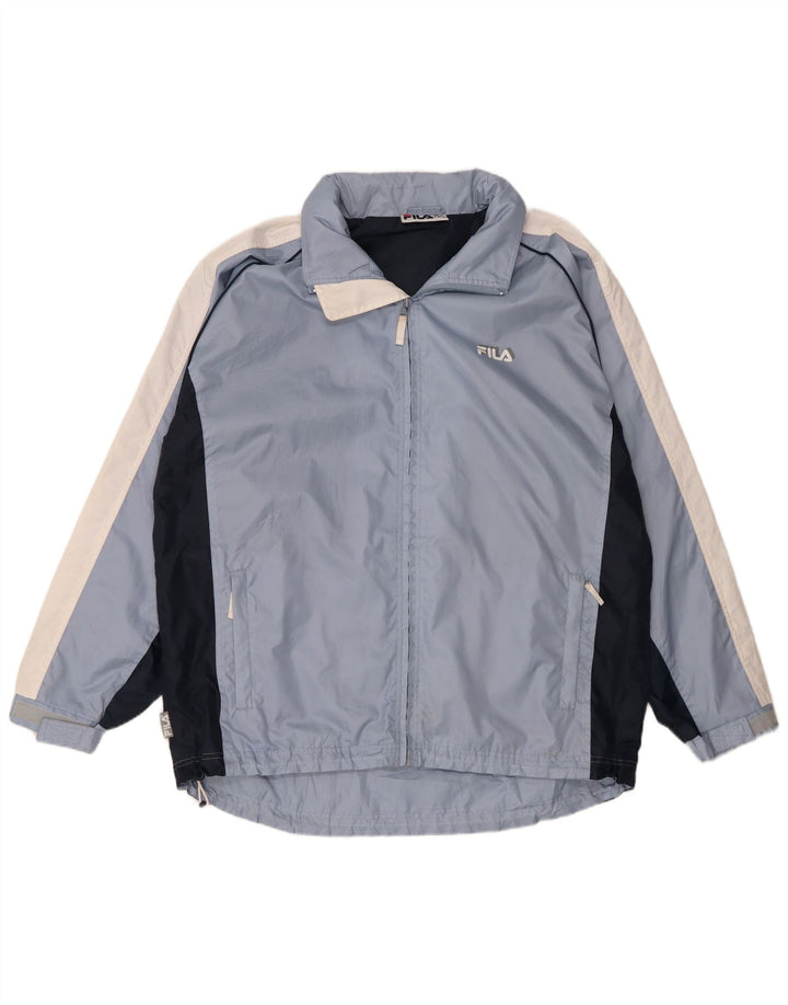 Fila Herren-Windbreakerjacke mit Kapuze, UK 40, groß, blaues Colourblock-Nylon