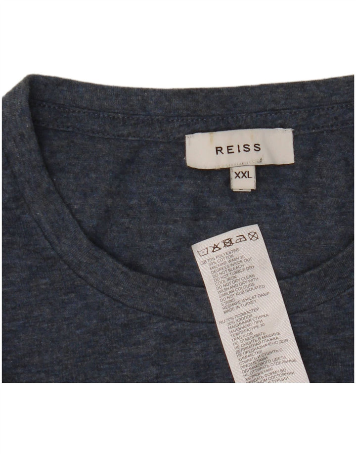 Reiss Herren T-Shirt Top 2XL Marineblau meliertes Polyester