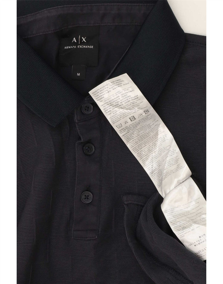Armani Exchange Herren-Poloshirt aus mittlerer marineblauer geometrischer Baumwolle