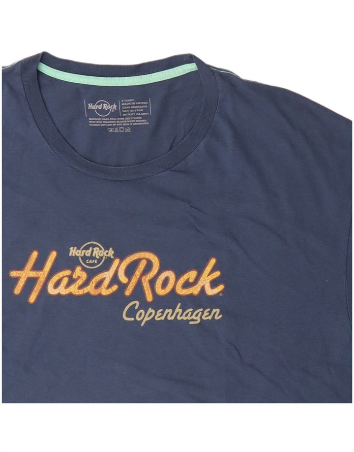 HARD ROCK CAFE Mens Copenhagen Graphic T-Shirt Top XL Blau Baumwolle