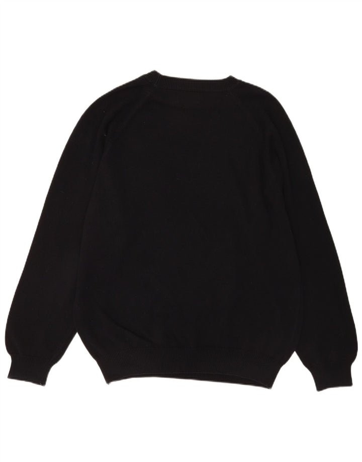 Benetton Herren-Pullover mit Rundhalsausschnitt, groß, aus schwarzer Baumwolle