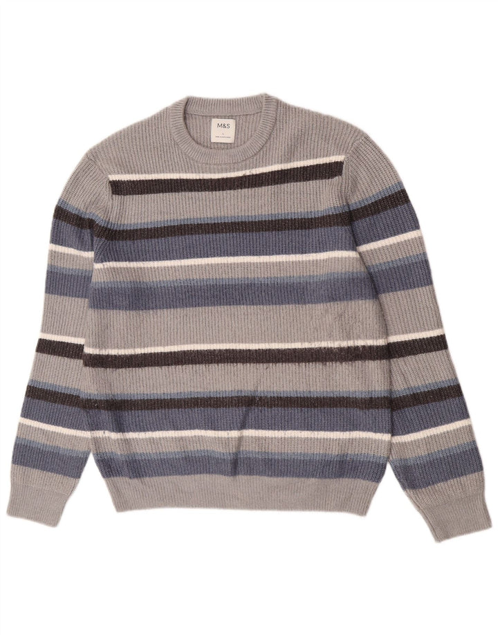 Marks & Spencer Herren-Pullover mit Rundhalsausschnitt, groß, mehrfarbig, gestreift
