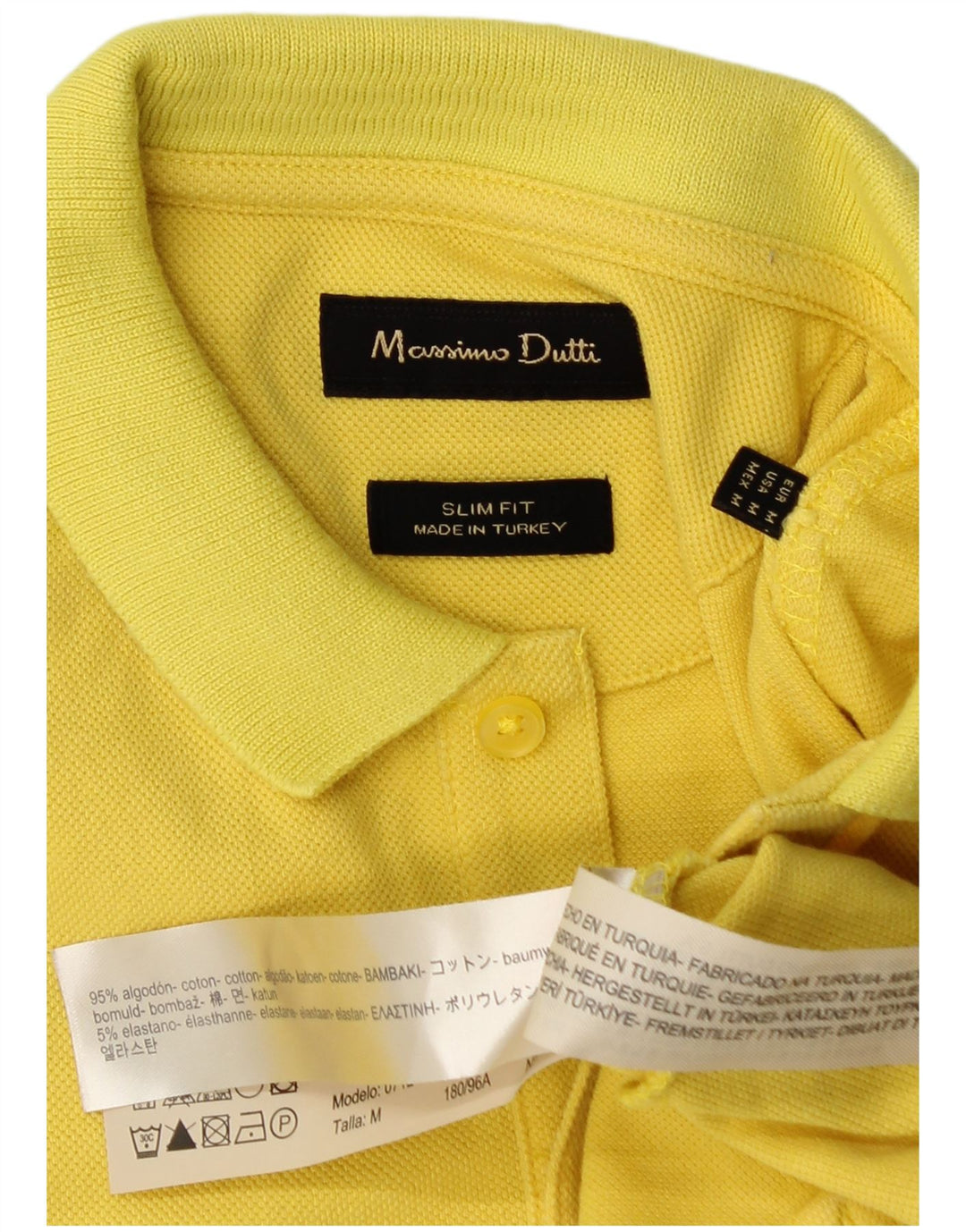 Massimo Dutti Slim Fit Herren-Poloshirt aus mittelgelber Baumwolle