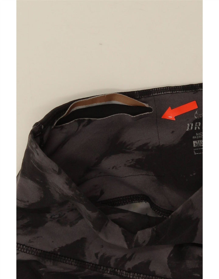 NIKE Damen Dri Fit Leggings UK 14 Large Graues Batik-Nylon