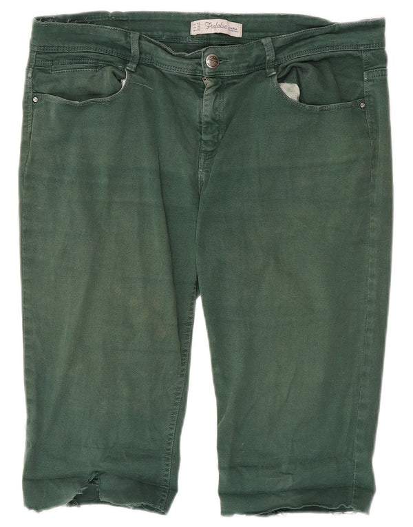 Zara Damen Trafaluc Bermuda Denim Shorts EU 42 Large W32 Grün