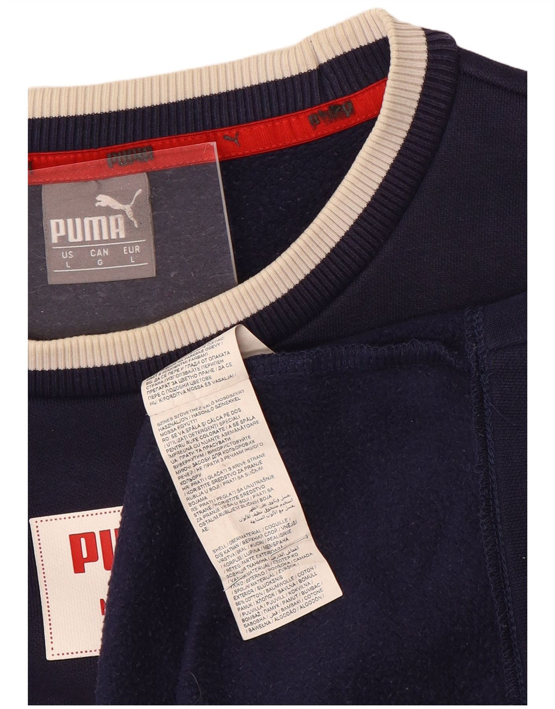 Puma Herren-Sweatshirt mit Grafik, groß, marineblau, Colourblock-Baumwolle