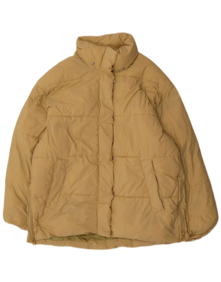 ZARA Damen Übergroße wattierte Jacke UK 14 Medium Beige Polyester