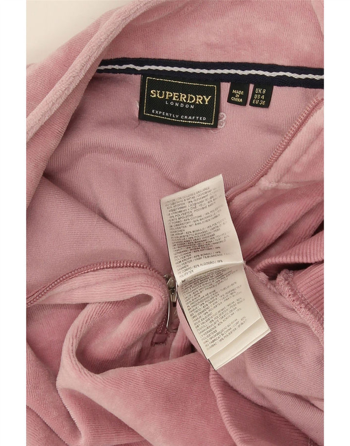 Superdry Damen-Sweatshirt-Pullover aus Velours, übergroß, mit Reißverschluss, Gr. 8, Rosa