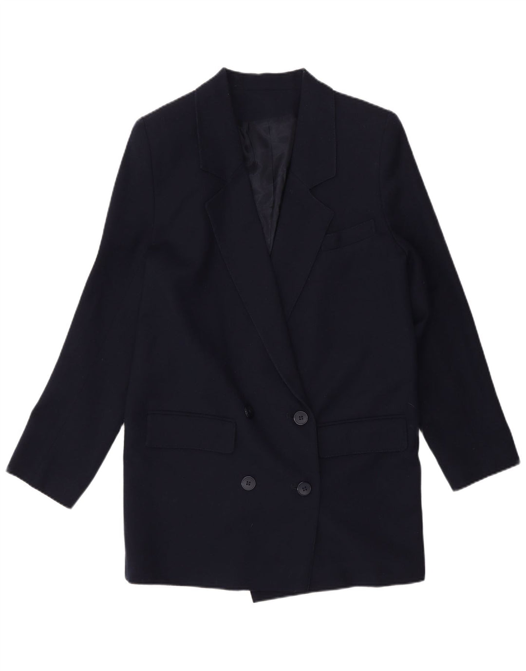 Vintage Damen Zweireiher Blazer Jacke UK 10 Small Marineblau