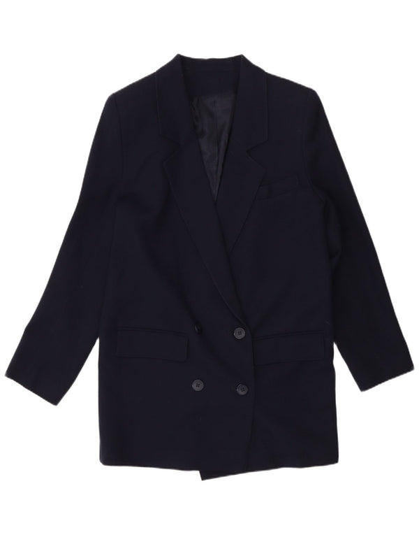 Vintage Damen Zweireiher Blazer Jacke UK 10 Small Marineblau