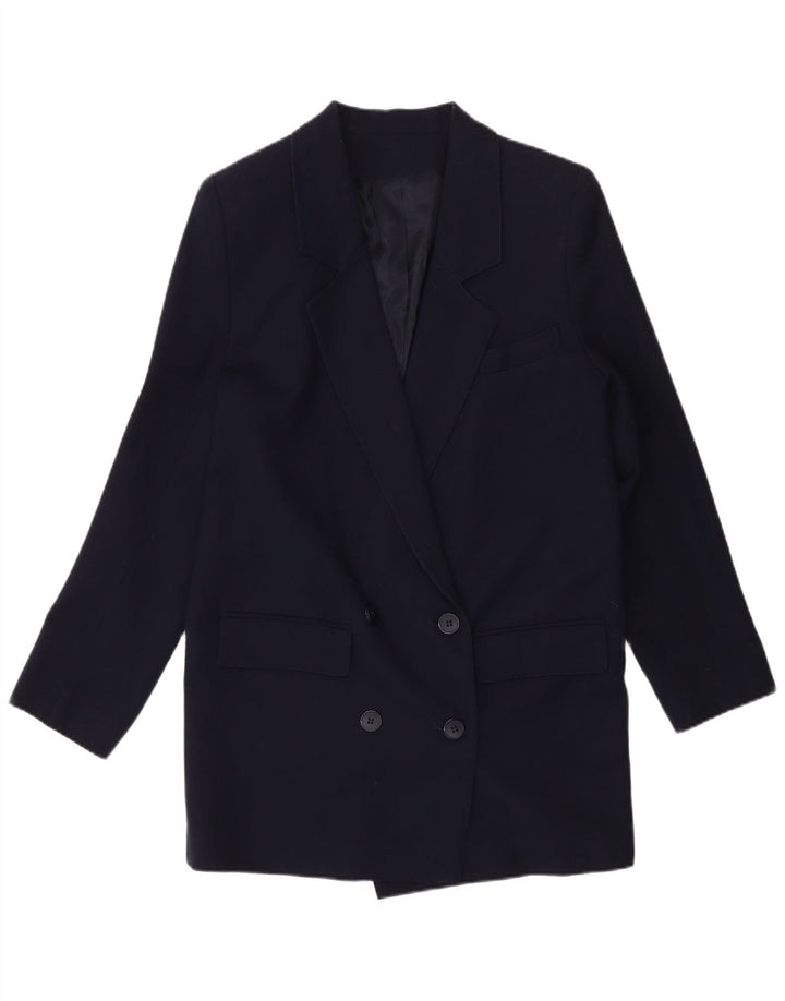 Vintage Damen Zweireiher Blazer Jacke UK 10 Small Marineblau