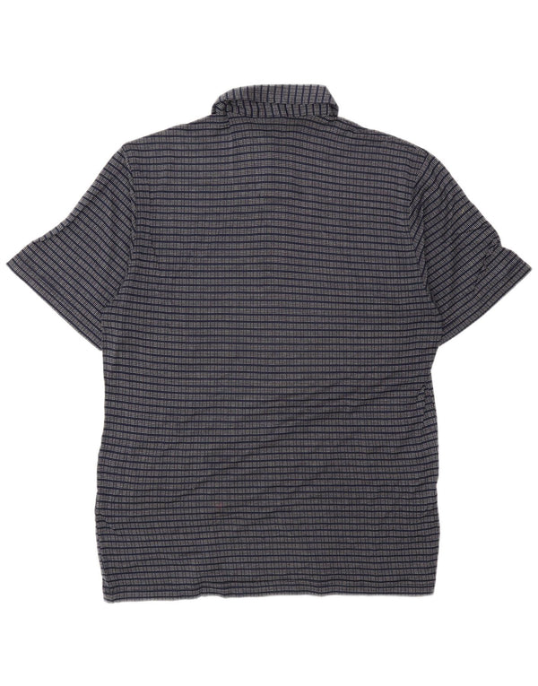 Vintage Herren Poloshirt IT 48 Medium Marineblau gestreift aus Baumwolle