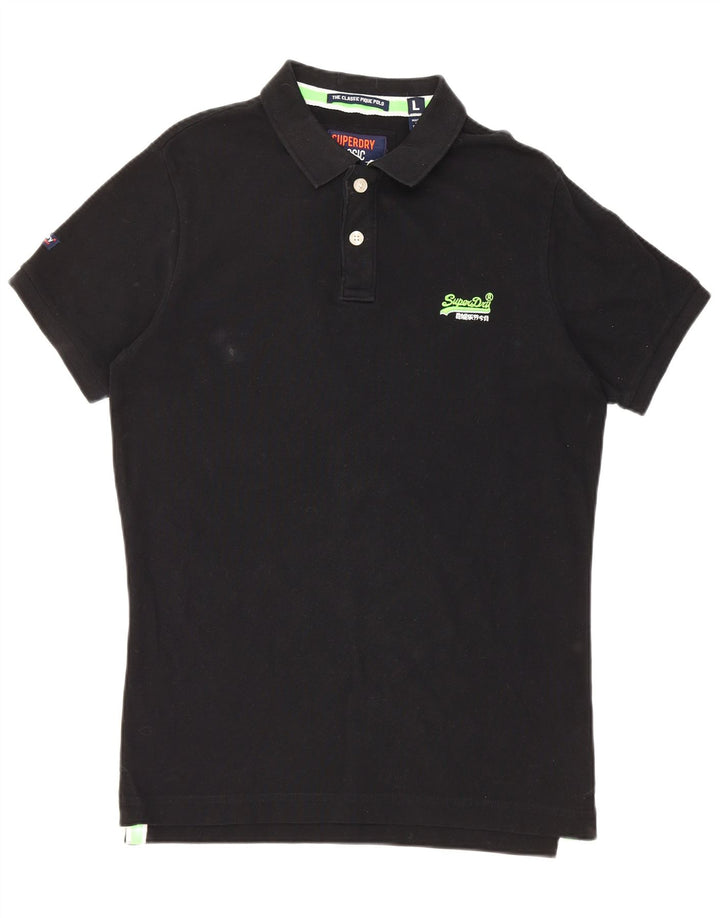 Superdry Herren-Poloshirt, große schwarze Baumwolle