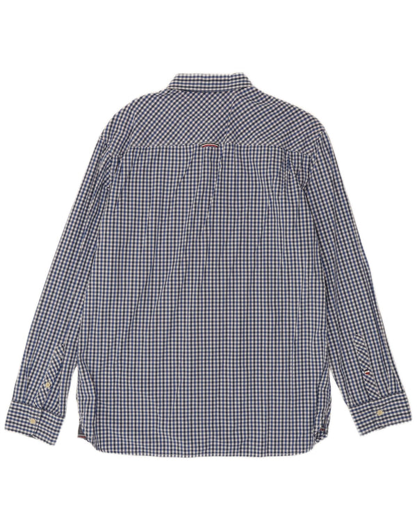 Tommy Hilfiger Herren-Hemd mit normaler Passform, XL, blaue Gingham-Baumwolle