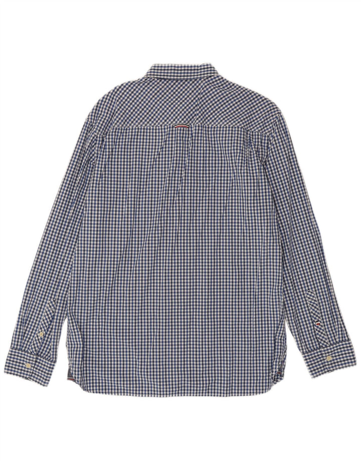 Tommy Hilfiger Herren-Hemd mit normaler Passform, XL, blaue Gingham-Baumwolle