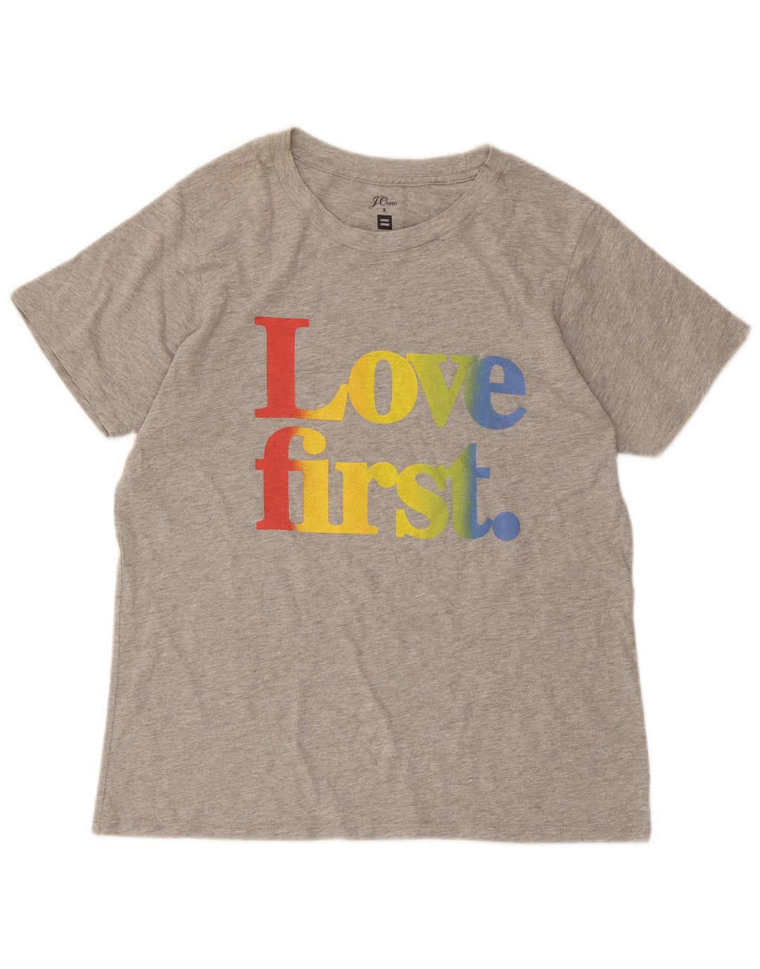 J. CREW Damen Grafik-T-Shirt-Oberteil UK 14 Large Grau