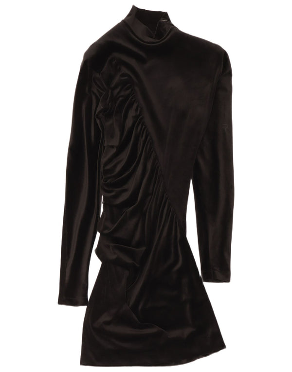 Genny Damen-Langarm-Bodycon-Kleid aus Samt, UK-Größe 44, Mittelschwarz, Acetat