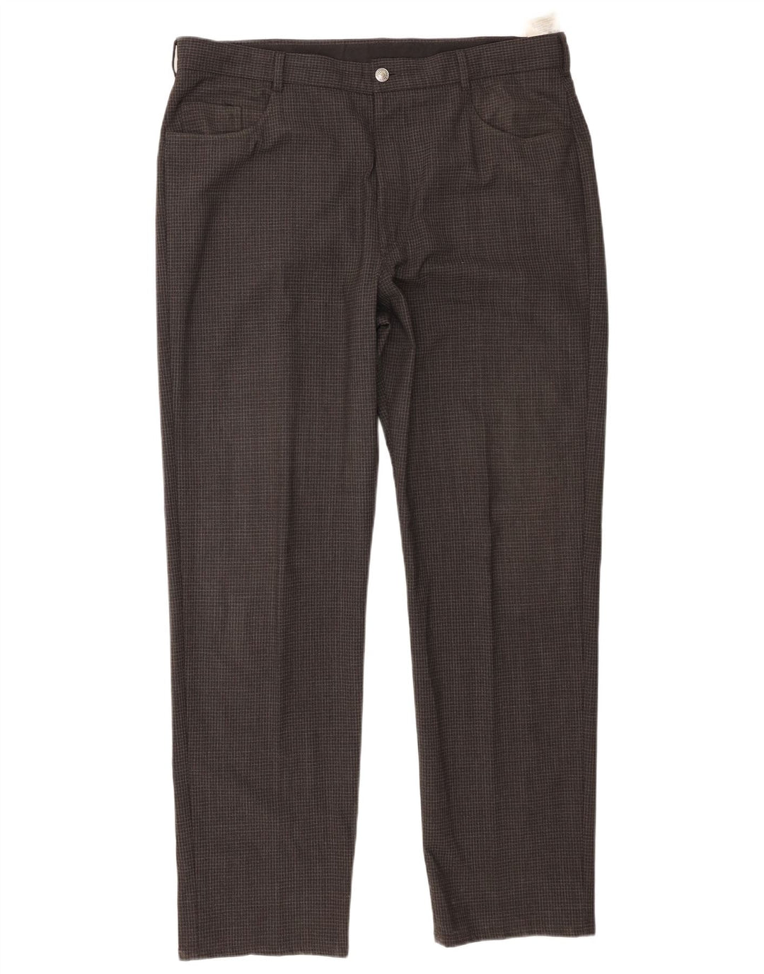 Marks & Spencer Herren-Freizeithose, gerade, W38, L31, grau kariertes Polyester