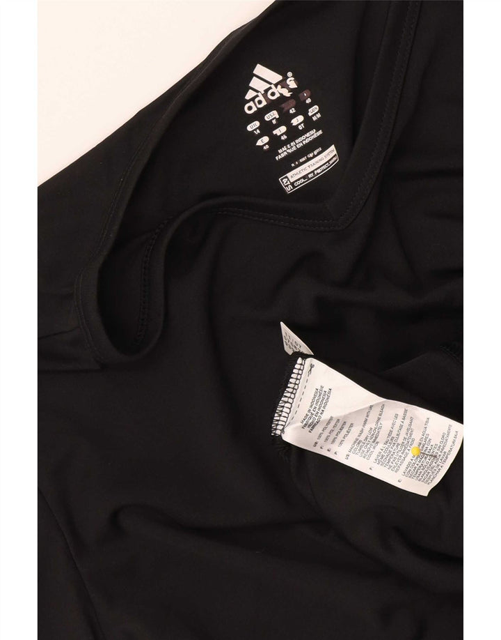Adidas Damen T-Shirt Top UK 14 Medium Schwarz Polyester
