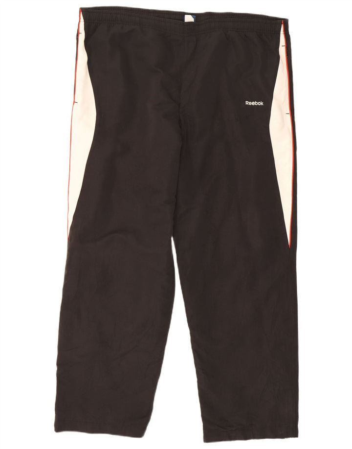 Reebok Herren-Trainingshose XL, schwarzes Colourblock-Polyester
