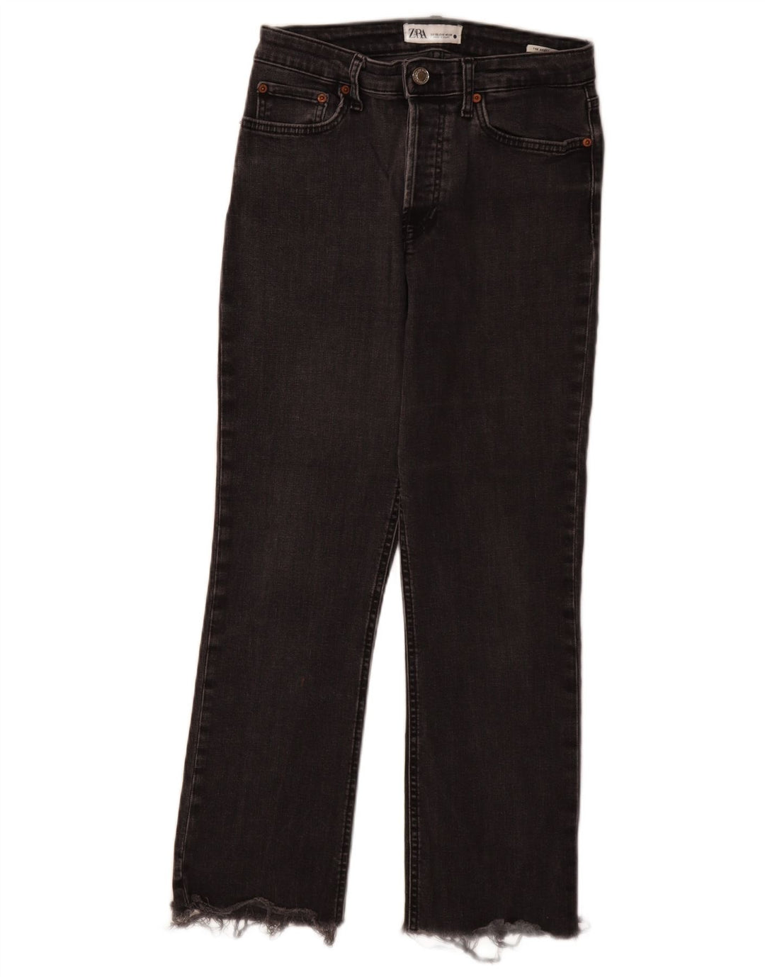 Zara Damen High Rise Straight Jeans EU 38 Small W28 L27 Grau