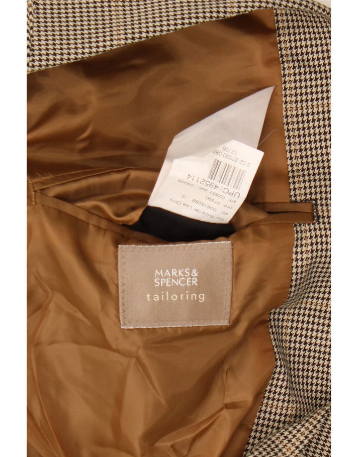 Marks & Spencer Herren-Blazer mit 2 Knöpfen, UK 40, Mittelbraun mit Hahnentrittmuster