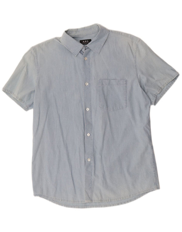 A.P.C Herren Kurzarmhemd Mittelblau