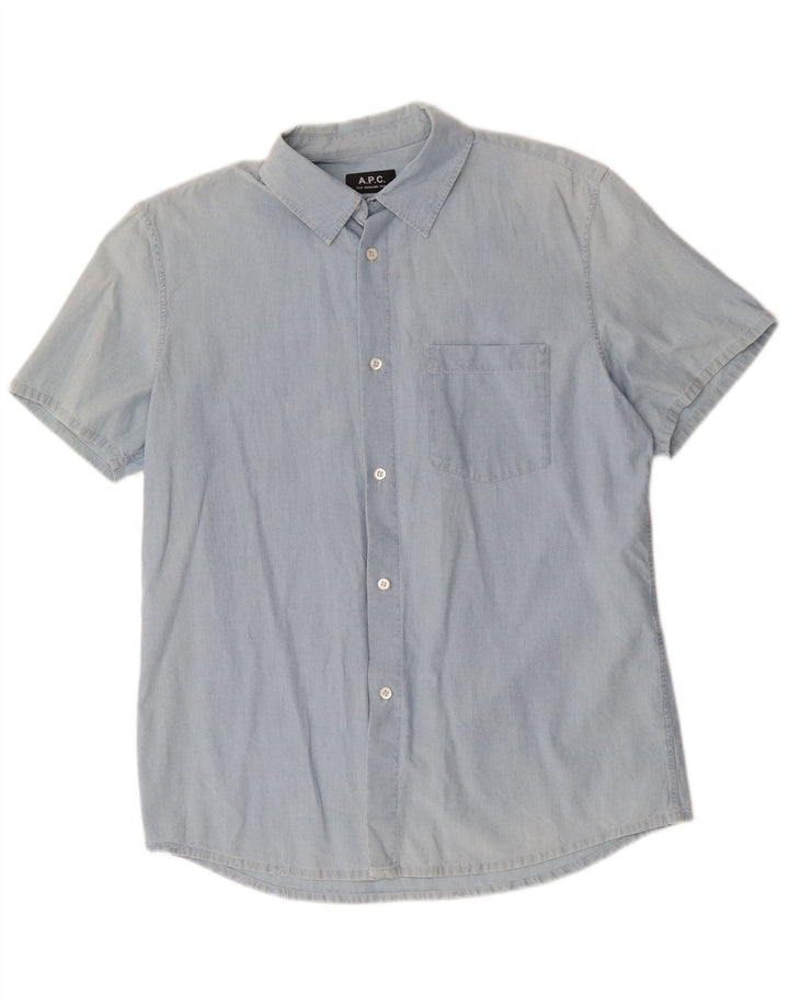 A.P.C Herren Kurzarmhemd Mittelblau