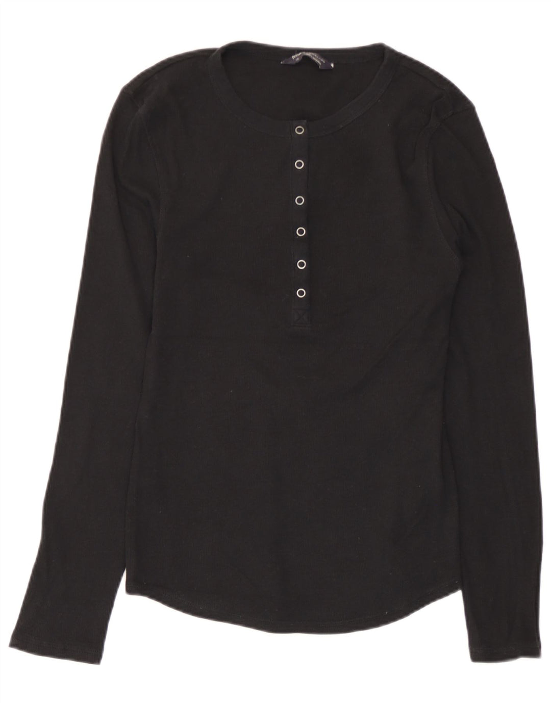 Marks & Spencer Damen Top Langarm UK 10 Small Schwarz Baumwolle