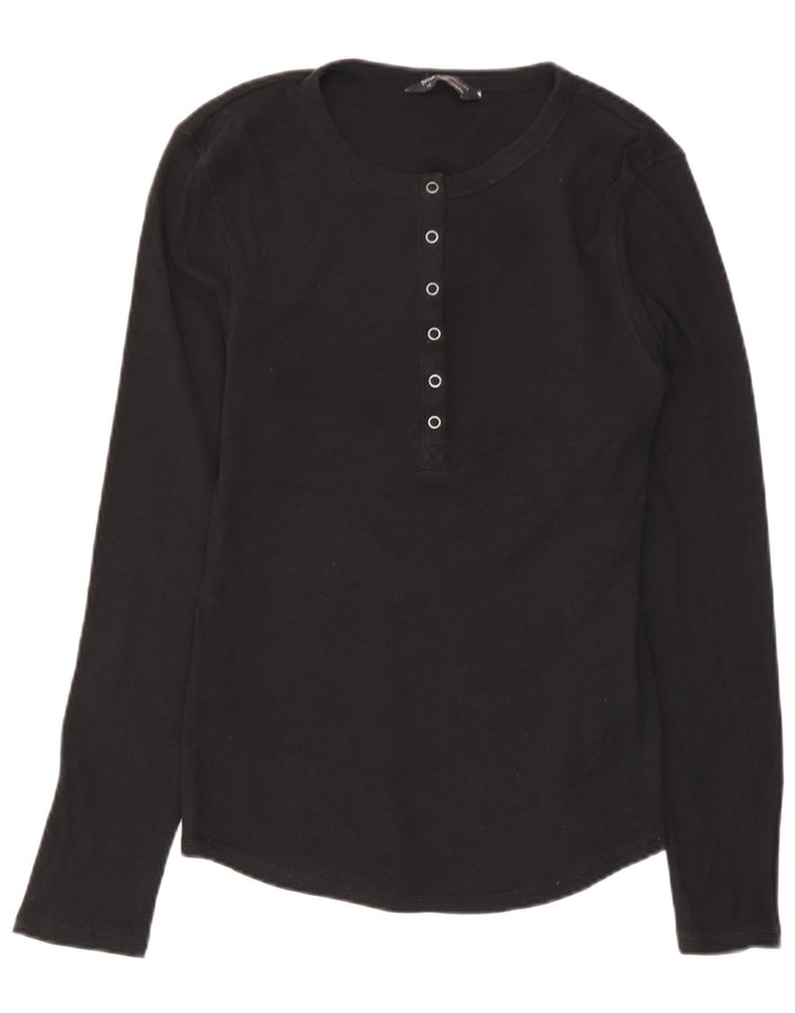 Marks & Spencer Damen Top Langarm UK 10 Small Schwarz Baumwolle
