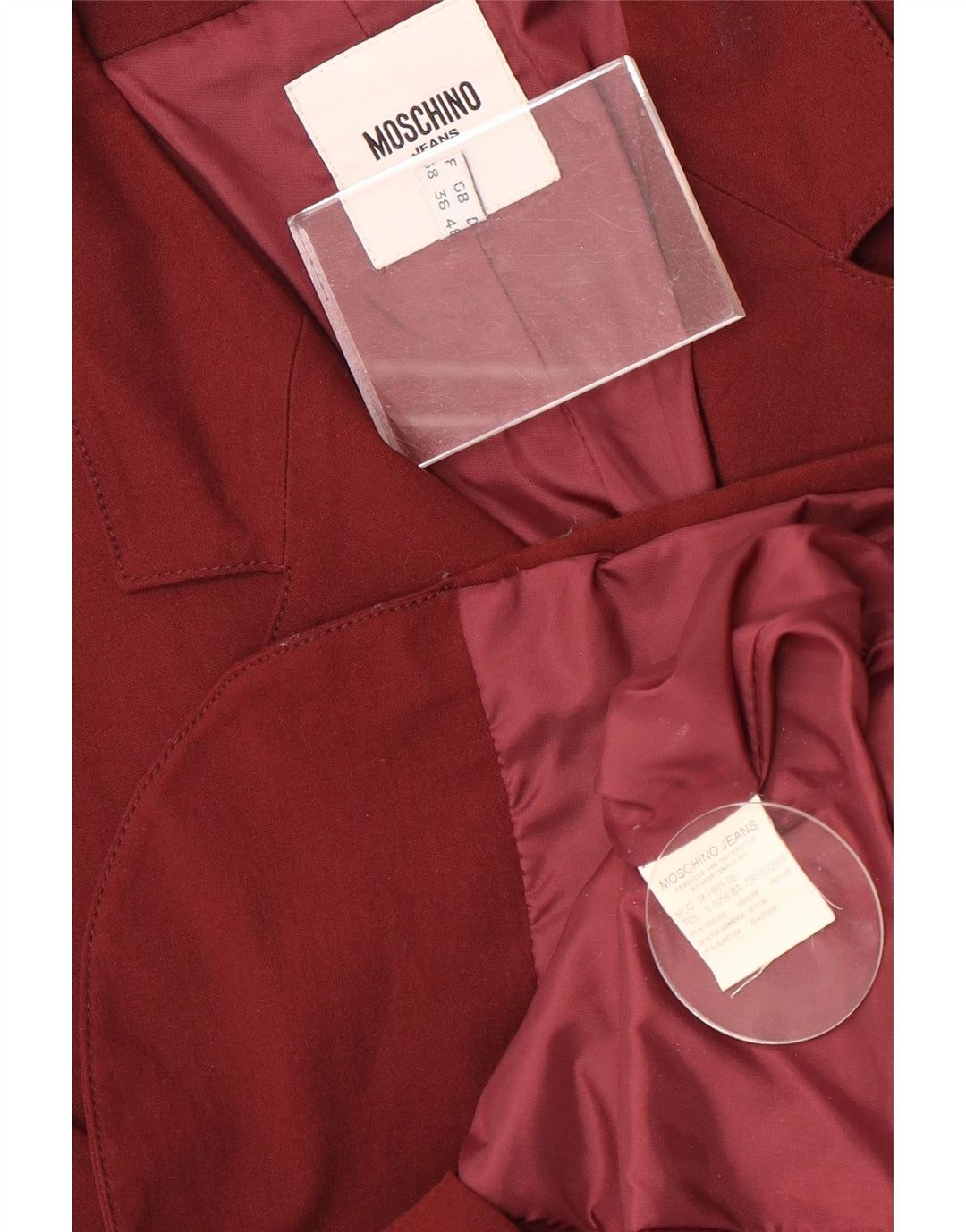 Moschino Herren-Blazer mit 3 Knöpfen, Gr. 36, klein, kastanienbraune Viskose