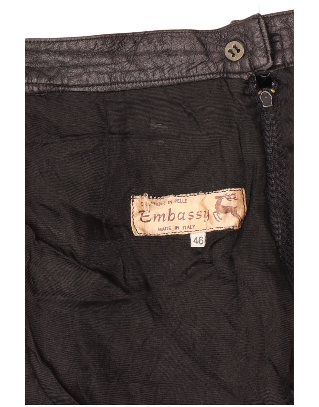 EMBASSY Damen Lederrock mit hoher Taille IT 46 Large W26 Schwarzes Leder