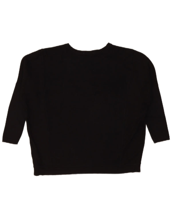 Zara Damen-Pullover mit 3/4-Ärmeln, übergroßer U-Boot-Ausschnitt, Gr. 10, Größe S, Schwarz